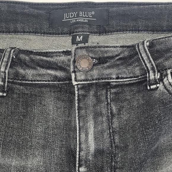 Judy Blue Denim Jean Shorts Cut Off Women's Medium‎ Black High Rise - Picture 4 of 10